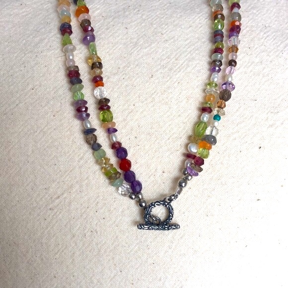 Two-Strand Gemstone and Seed Pearl Necklace - Picture 4 of 6